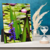 トンボ蓮と紫の花 フォトプラーク (側面)