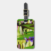 トンボ蓮と紫の花 ラゲッジタグ (正面縦)