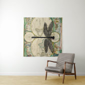 トンボ虫の虫シルエット古いマップ タペストリー (インサイチュ(横))