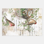 トンボ蝶の鳥の音楽金ゴールドの切り離し ラッピングペーパーシート (正面2)