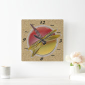 トンボ記号（テクスチャ付き背景）壁時計 スクエア壁時計 (ホーム)