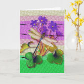 トンボ誕生日カード カード (黄色い花)