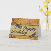 トンボ誕生日カード カード (黄色い花)