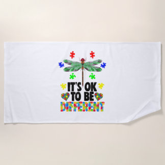 トンボ違うイTシャツは自閉症 ビーチタオル