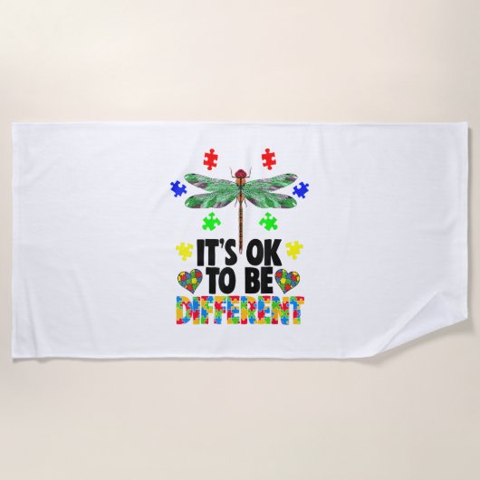 トンボ違うイTシャツは自閉症 ビーチタオル (正面)