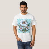 トンボ青デイジー花 Tシャツ (正面フル)