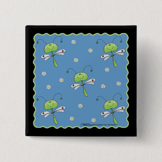 トンボ類とデイジー 缶バッジ (正面)