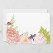 トンボ類バラウォーターカラーガーデンベビーシャワー 招待状 (裏面)