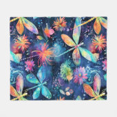 トンボ鮮やかイ模様 フリースブランケット (正面(横))