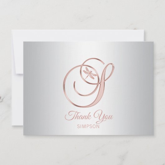 トンボ シルバー グレー ローズゴールド ありがとう | S サンキューカード (正面)