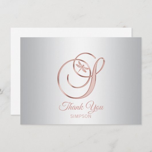 トンボ シルバー グレー ローズゴールド サンクス | S サンキューカード (正面/裏面)