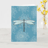 トンボ、ダンセルフライ、花グリーティングカード カード (黄色い花)