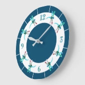 トンボ |ティール(緑がかった色)ラウンドウォールクロック ラージ壁時計 (傾斜)