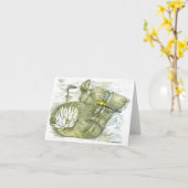 トンボ&リリーのパッドの色の折り畳まれたグリーティングカード カード (黄色い花)