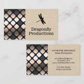 トンボ |レザー |金属の正方形のパターン 名刺 (正面/裏面)