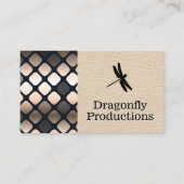 トンボ |レザー |金属の正方形のパターン 名刺 (正面)