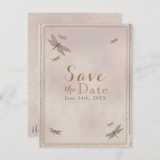 トンボ ヴィンテージ トンボ シック セーブ・ザ・デート 案内ポストカード (正面/裏面)