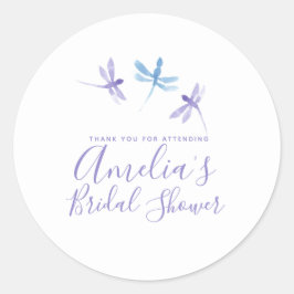 トンボ 手描き 紫色 ブライダルシャワー ラウンドシール