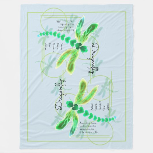 トンボ |淡い青 フリースブランケット (正面)
