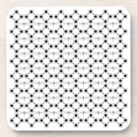 トンボ – 白懸命プラスチック製コースター – 6セット コースター (正面)