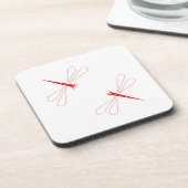 トンボ – 白色懸命プラスチックコースター – 6組 コースター (左側)