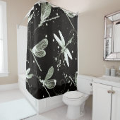 トンボ(白黒)透明 シャワーカーテン (インサイチュ)