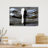 トンボ（黒と白の分離） ポスター (キッチン)