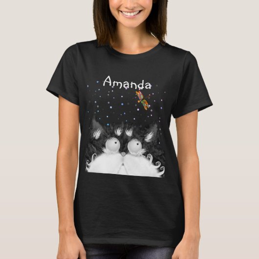 トンボTシャツに驚くタキシード猫 Tシャツ (正面)