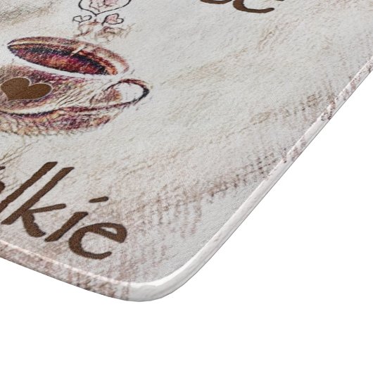 トーキガラス切断板の前のコーヒー カッティングボード (角)