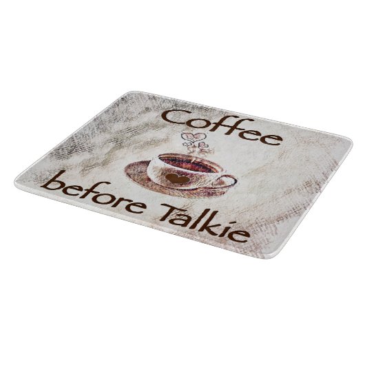 トーキガラス切断板の前のコーヒー カッティングボード (角)