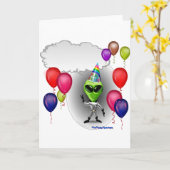 トーキングバースデーパーティーエイリアン カード (黄色い花)