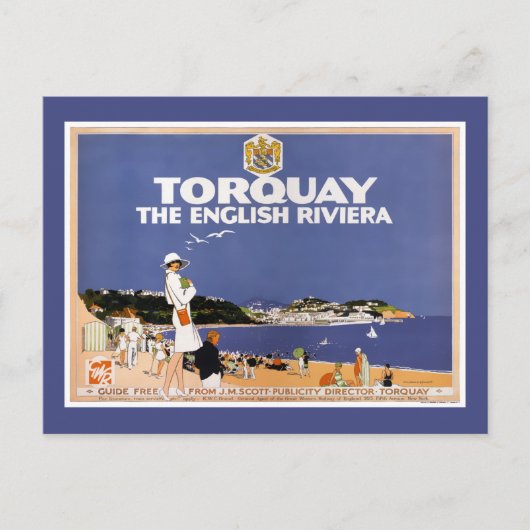 トーキー・ヴィンテージ旅行ポスター復元 ポストカード (正面)