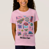 トークしない文字レトロロータリー電話ピンク Tシャツ (正面)