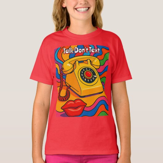 トークしない文字レトロ固定電話Red Tシャツ (正面)