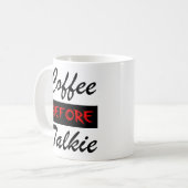 トークの前にコーヒーを Funny Mug コーヒーマグカップ (正面左)