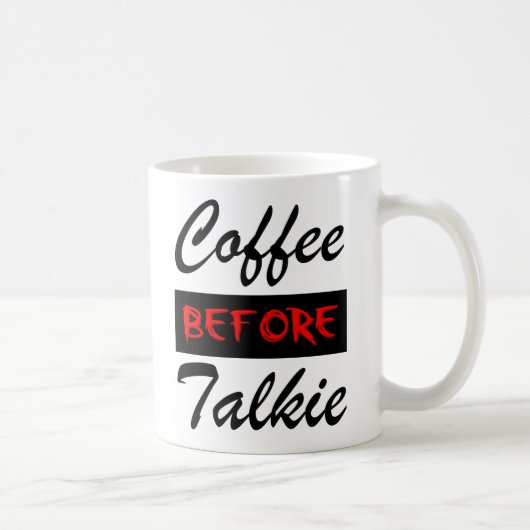 トークの前にコーヒーを Funny Mug コーヒーマグカップ (右)