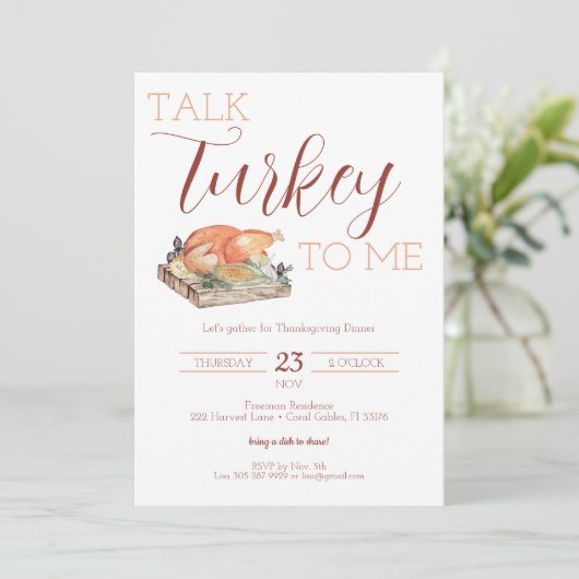 トークターキー素朴サンクスギビングディナー招待状 招待状 (スタンド正面)