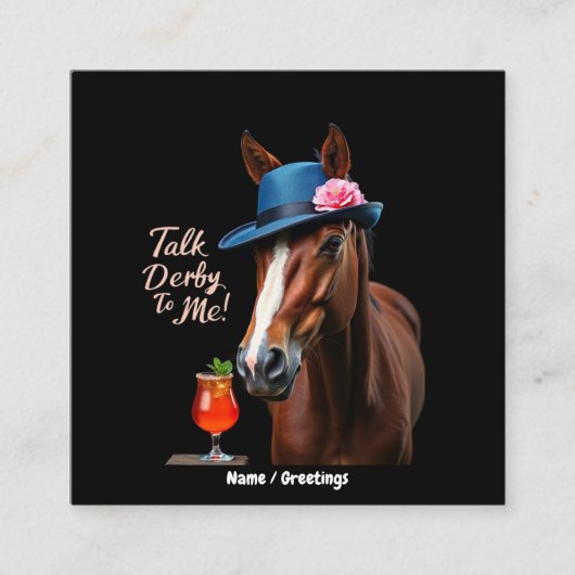 トークダービー私にレースおもしろい馬引用文 スクエア名刺 (正面)