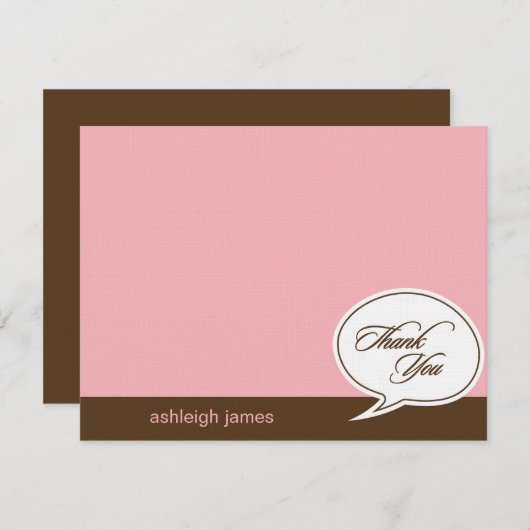 トークバブルフラットサンキューカード – ピンク – サンキューカード (正面/裏面)