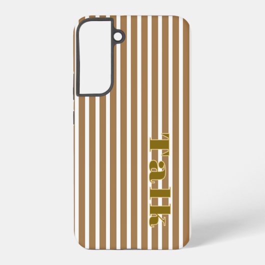 トークロゴ茶色の白いストライプサムスン電話ケース SAMSUNG GALAXYケース (裏面)