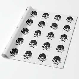 トーク帽を被ったパン職人のドクロ ラッピングペーパー