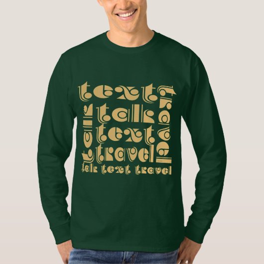 トーク文字トラベルメンズドクターグリーン長袖 Tシャツ (正面)