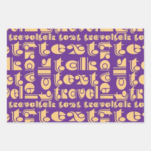 トーク文字旅行紫ギフト ラッピングペーパーシート (正面)