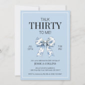 トーク30私にブルーコケットボウ30誕生日 招待状 (正面)