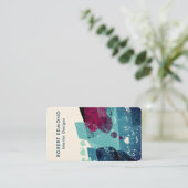 トーコイエレガントズブルーとブルゴーニュ抽象芸術QR 名刺 (スタンド正面)