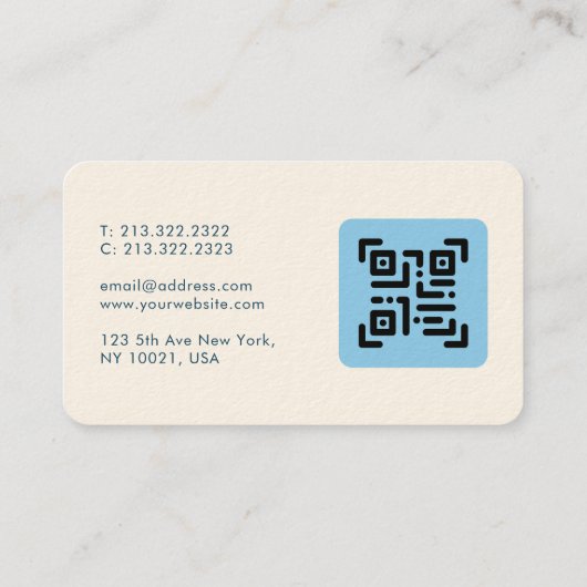 トーコイエレガントズブルーとブルゴーニュ抽象芸術QR 名刺 (裏面)