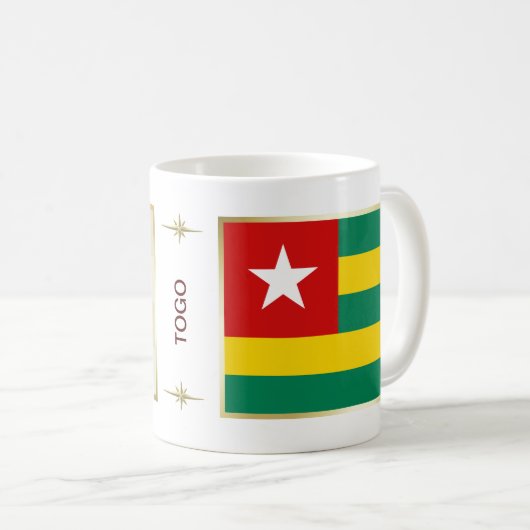 トーゴの旗と地図のマグカップ コーヒーマグカップ (正面右)