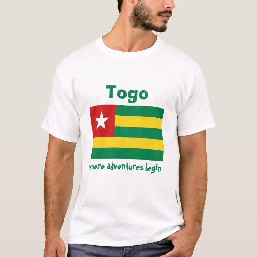 トーゴの旗＋地図＋テキストTシャツ Tシャツ (正面)