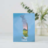 トーゴアフリカ地図と旅行プリント ポストカード (スタンド正面)