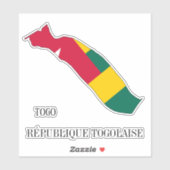 トーゴ国旗の地図の概要 シール (シート)